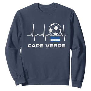 Cape Verde Soccer Heartbeat EKG Pulse Graphic Sweatshirt Cabo Verde Football Fans Pride