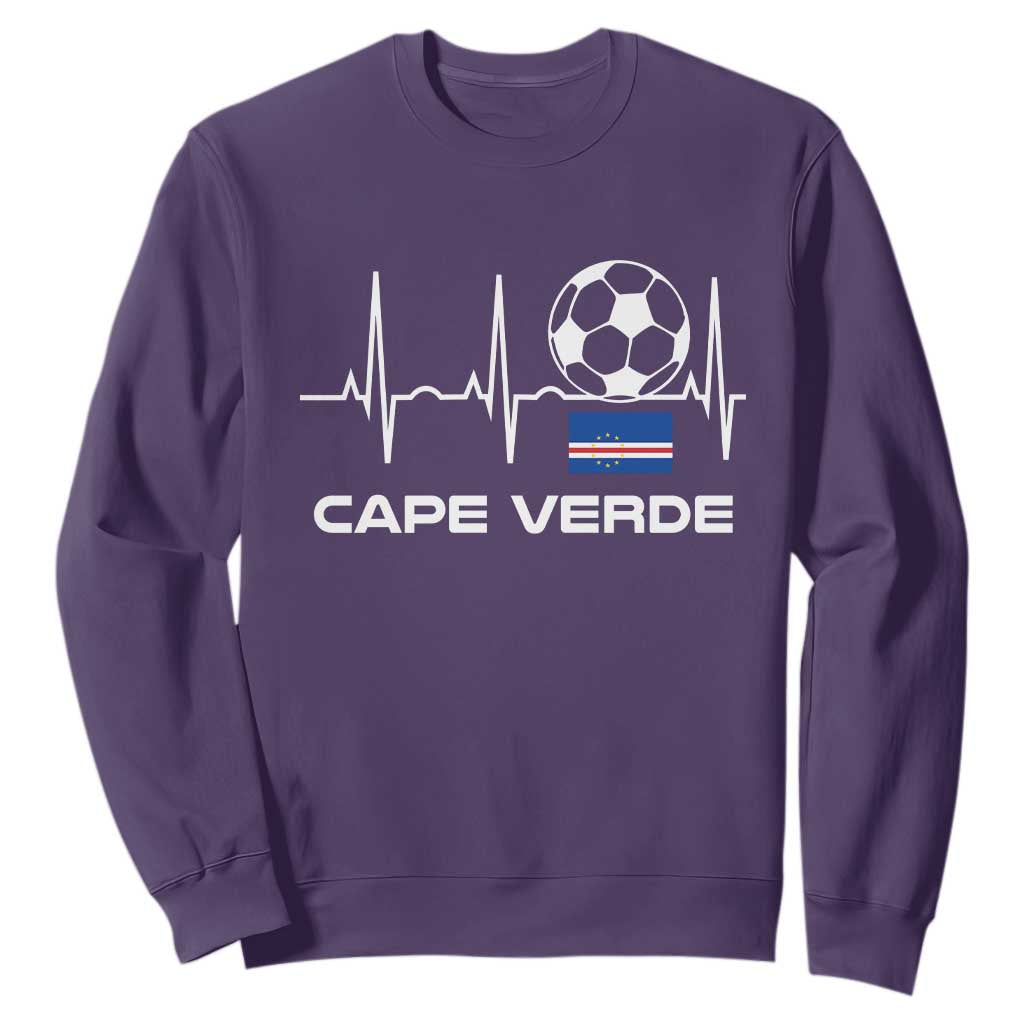 Cape Verde Soccer Heartbeat EKG Pulse Graphic Sweatshirt Cabo Verde Football Fans Pride