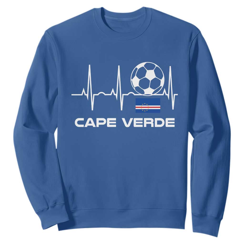 Cape Verde Soccer Heartbeat EKG Pulse Graphic Sweatshirt Cabo Verde Football Fans Pride