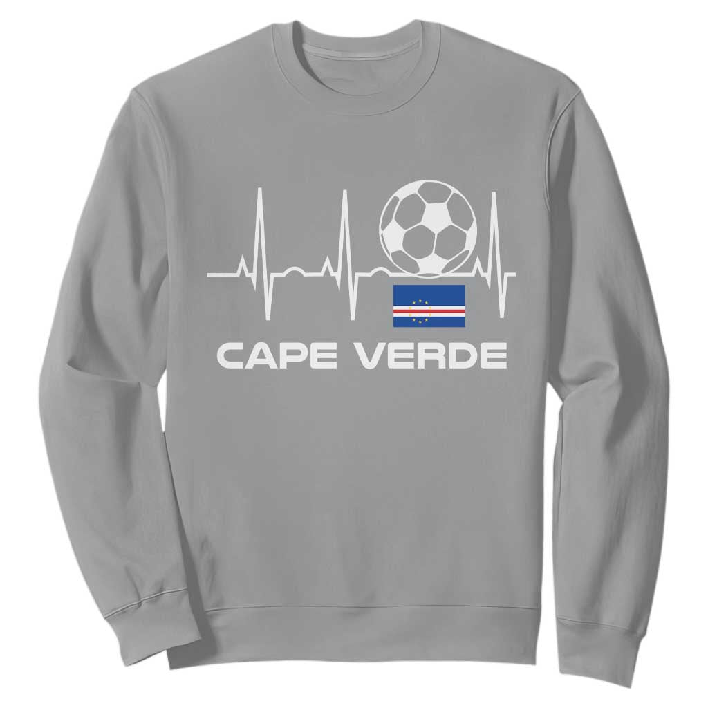 Cape Verde Soccer Heartbeat EKG Pulse Graphic Sweatshirt Cabo Verde Football Fans Pride