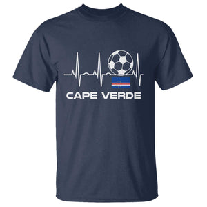 Cape Verde Soccer Heartbeat EKG Pulse Graphic T Shirt Cabo Verde Football Fans Pride