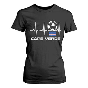 Cape Verde Soccer Heartbeat EKG Pulse Graphic T Shirt For Women Cabo Verde Football Fans Pride