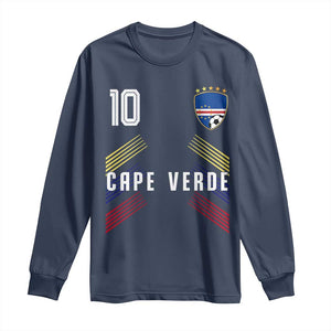 Cabo Verde Football Crest Pride Jersey Style Long Sleeve Shirt Cape Verde Soccer Fan Number 10 Athletic