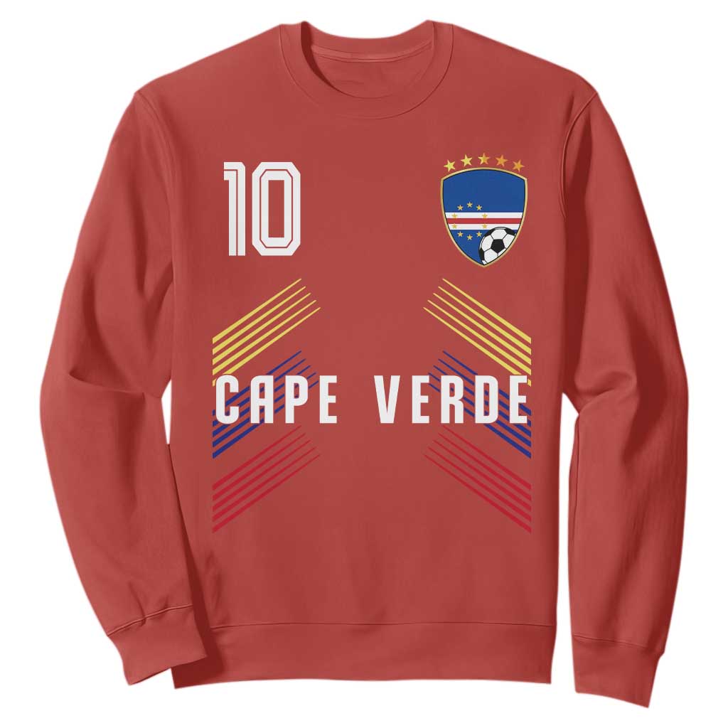 Cabo Verde Football Crest Pride Jersey Style Sweatshirt Cape Verde Soccer Fan Number 10 Athletic