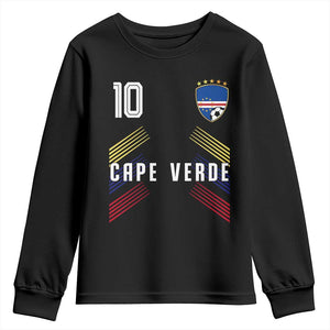 Cabo Verde Football Crest Pride Jersey Style Youth Sweatshirt Cape Verde Soccer Fan Number 10 Athletic