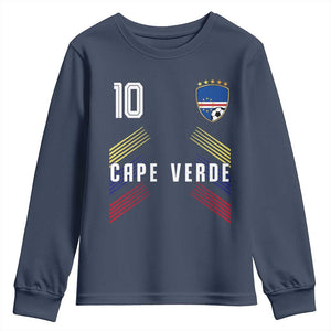 Cabo Verde Football Crest Pride Jersey Style Youth Sweatshirt Cape Verde Soccer Fan Number 10 Athletic
