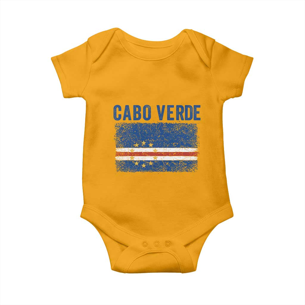 Cabo Verde Distressed Flag National Pride Baby Onesie Cape Verde Heritage Pride Retro Grunge Graphic