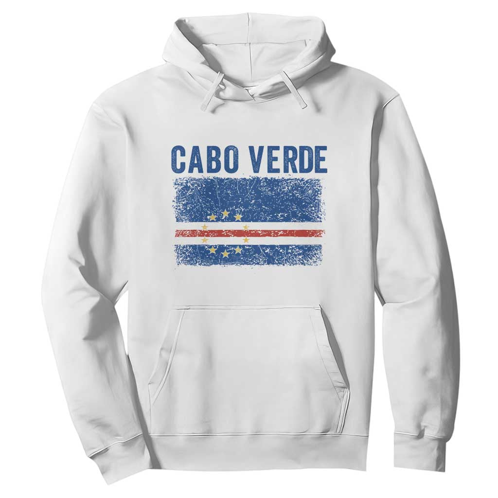 Cabo Verde Distressed Flag National Pride Hoodie Cape Verde Heritage Pride Retro Grunge Graphic