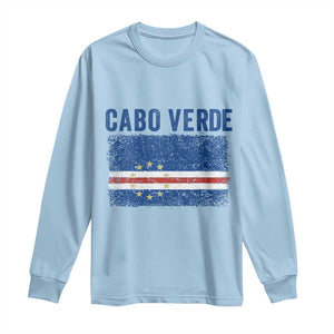 Cabo Verde Distressed Flag National Pride Long Sleeve Shirt Cape Verde Heritage Pride Retro Grunge Graphic
