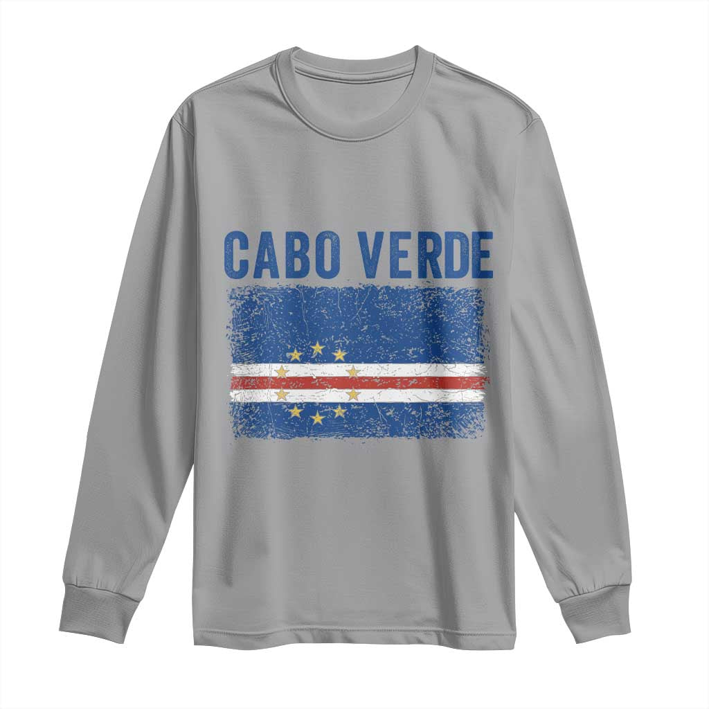 Cabo Verde Distressed Flag National Pride Long Sleeve Shirt Cape Verde Heritage Pride Retro Grunge Graphic