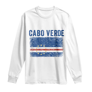 Cabo Verde Distressed Flag National Pride Long Sleeve Shirt Cape Verde Heritage Pride Retro Grunge Graphic