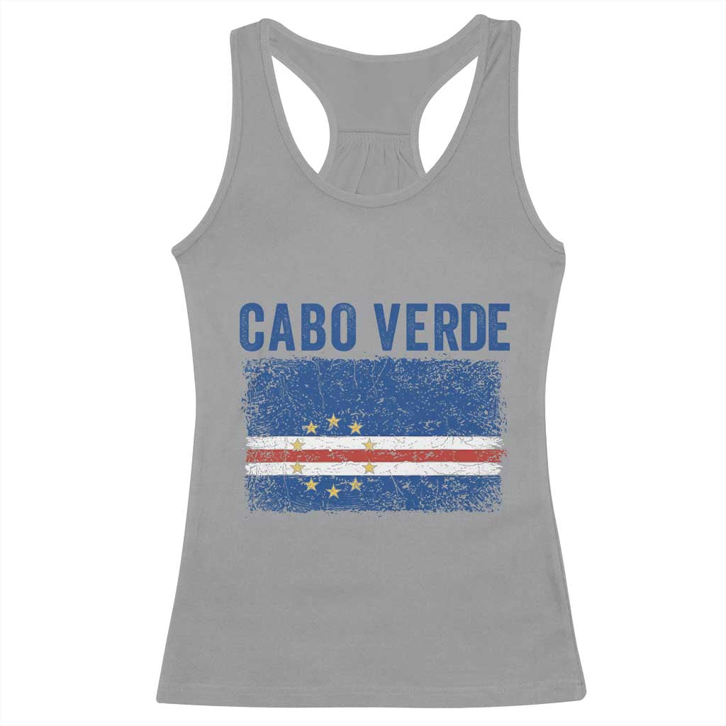 Cabo Verde Distressed Flag National Pride Racerback Tank Top Cape Verde Heritage Pride Retro Grunge Graphic