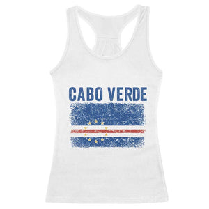Cabo Verde Distressed Flag National Pride Racerback Tank Top Cape Verde Heritage Pride Retro Grunge Graphic