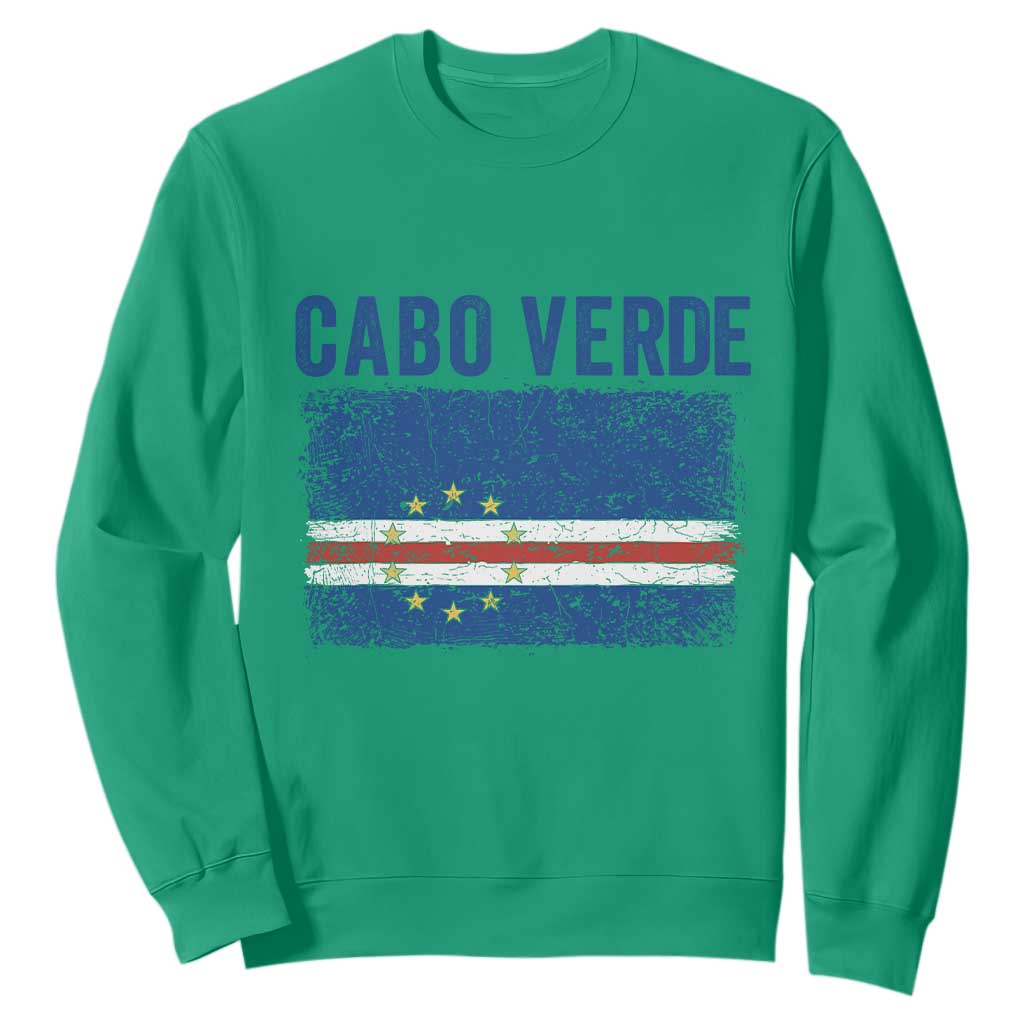Cabo Verde Distressed Flag National Pride Sweatshirt Cape Verde Heritage Pride Retro Grunge Graphic