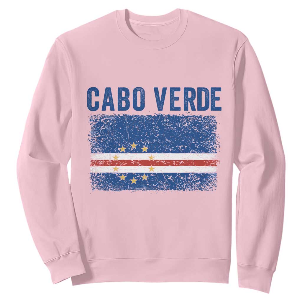 Cabo Verde Distressed Flag National Pride Sweatshirt Cape Verde Heritage Pride Retro Grunge Graphic