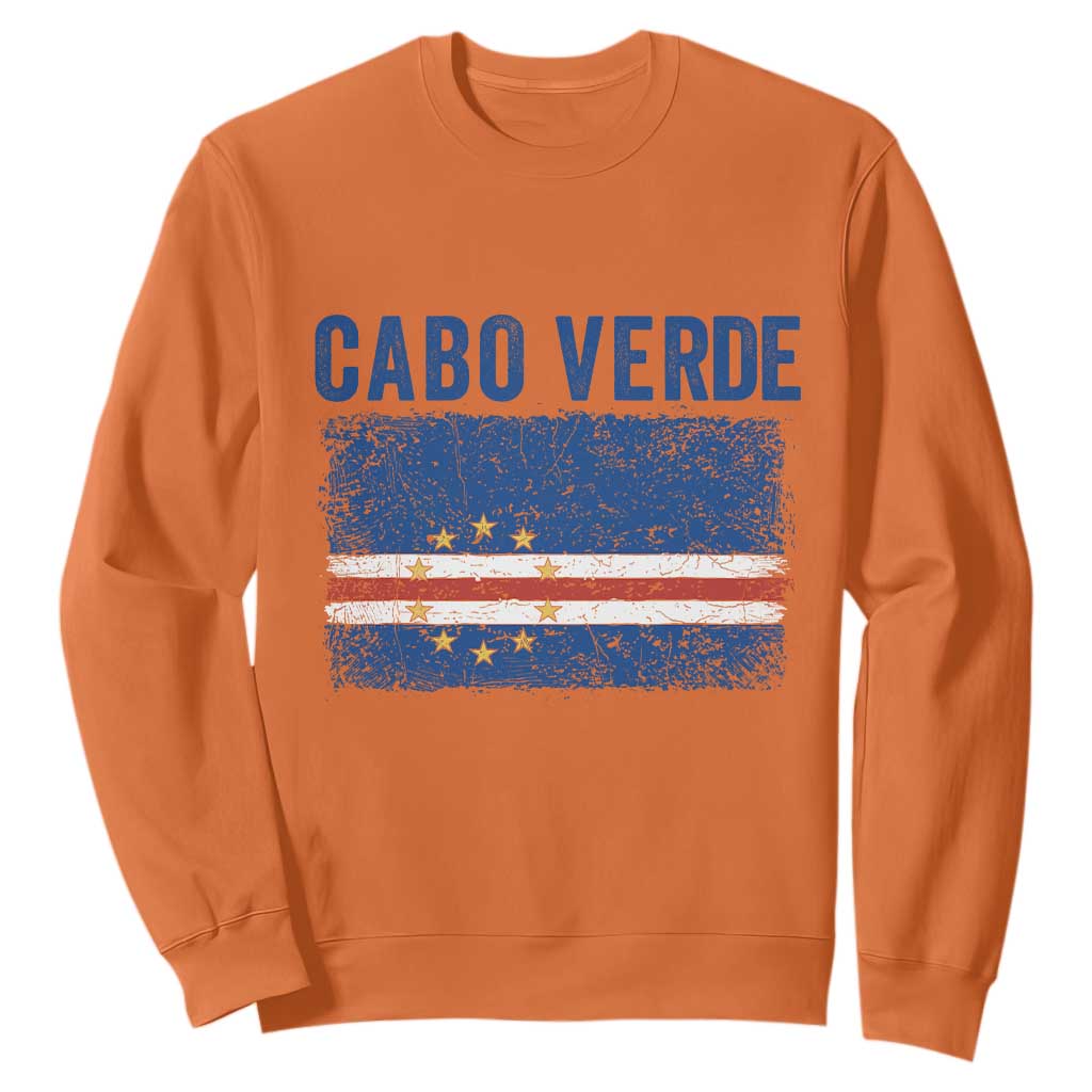 Cabo Verde Distressed Flag National Pride Sweatshirt Cape Verde Heritage Pride Retro Grunge Graphic