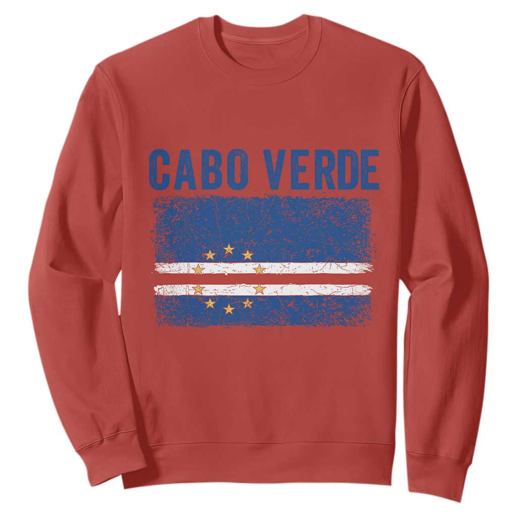 Cabo Verde Distressed Flag National Pride Sweatshirt Cape Verde Heritage Pride Retro Grunge Graphic