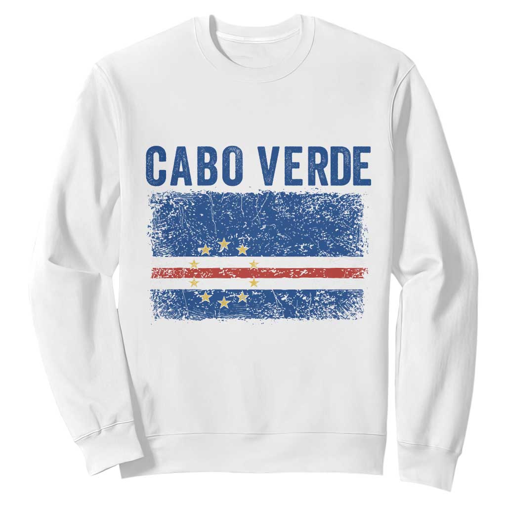Cabo Verde Distressed Flag National Pride Sweatshirt Cape Verde Heritage Pride Retro Grunge Graphic