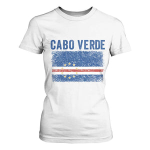 Cabo Verde Distressed Flag National Pride T Shirt For Women Cape Verde Heritage Pride Retro Grunge Graphic