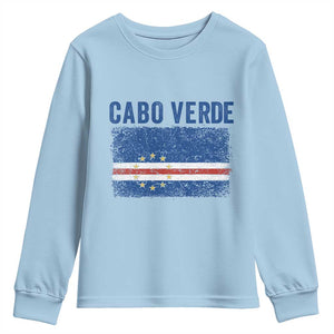 Cabo Verde Distressed Flag National Pride Youth Sweatshirt Cape Verde Heritage Pride Retro Grunge Graphic