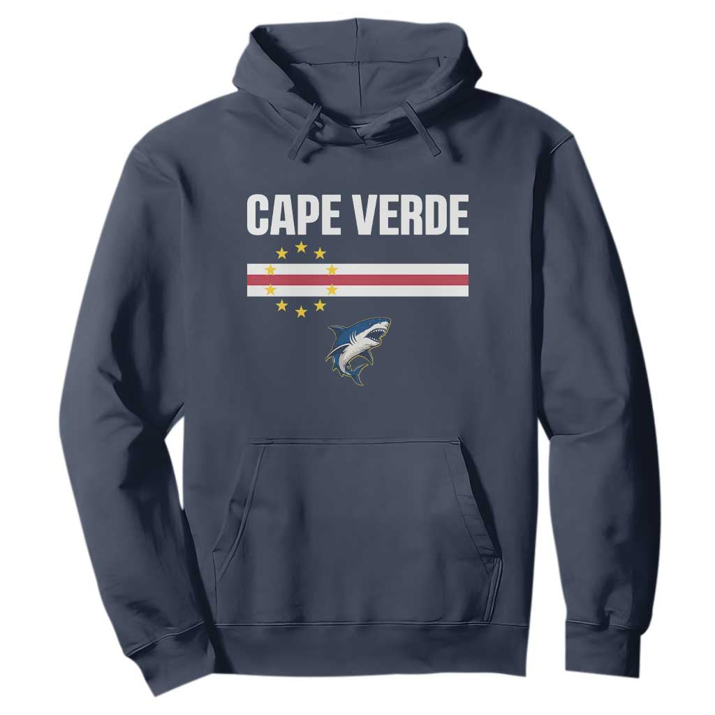 Cape Verde Flag Blue Shark Heritage Hoodie Cabo Verde Verdean Pride Soccer Football Fans