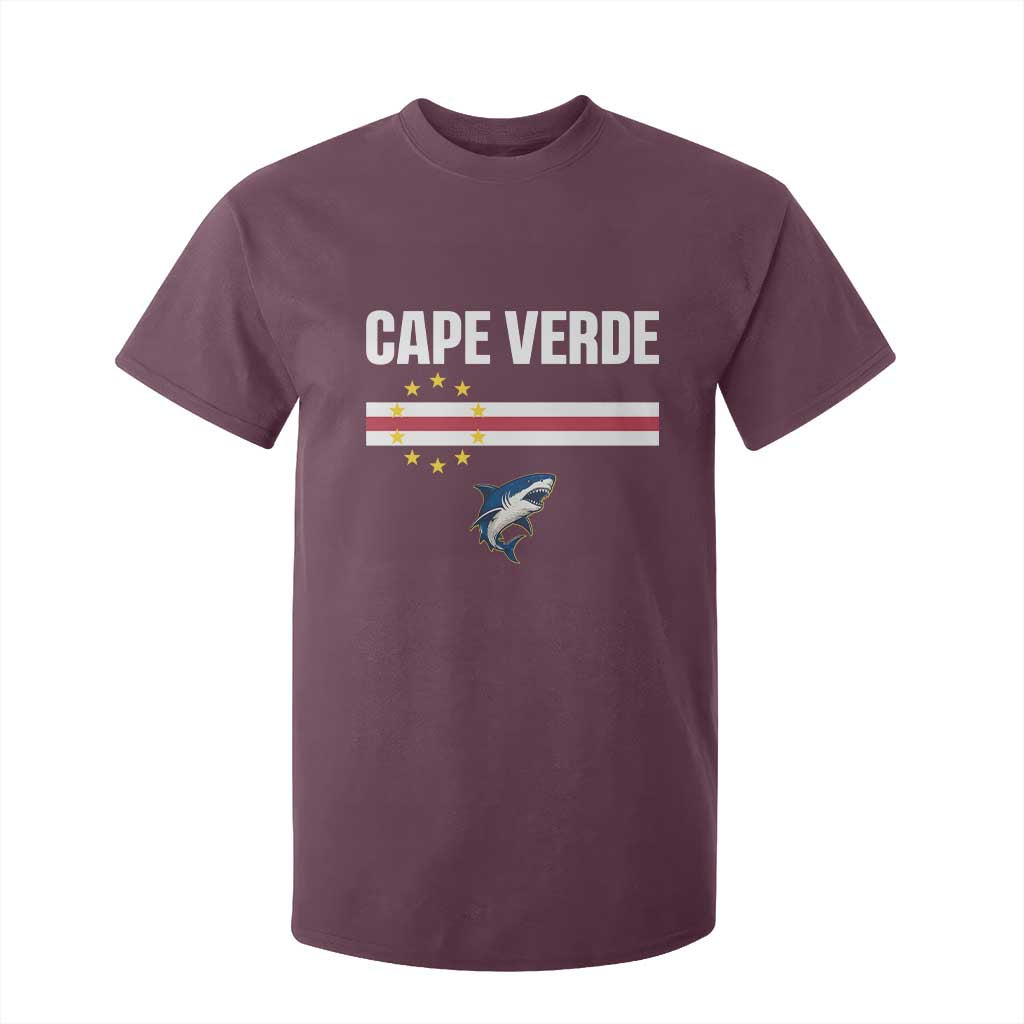 Cape Verde Flag Blue Shark Heritage T Shirt For Kid Cabo Verde Verdean Pride Soccer Football Fans