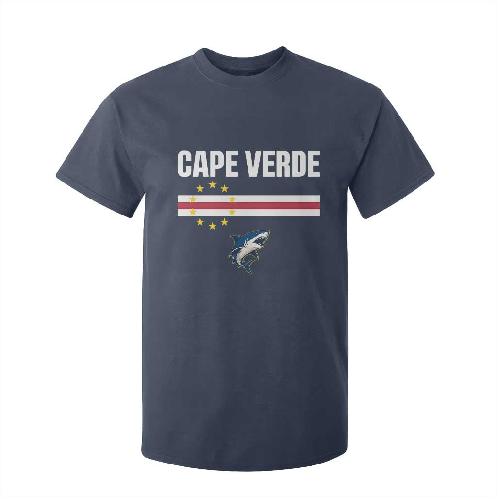 Cape Verde Flag Blue Shark Heritage T Shirt For Kid Cabo Verde Verdean Pride Soccer Football Fans