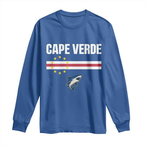 Cape Verde Flag Blue Shark Heritage Long Sleeve Shirt Cabo Verde Verdean Pride Soccer Football Fans