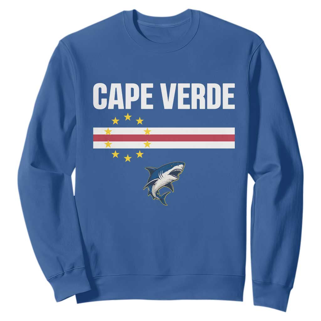 Cape Verde Flag Blue Shark Heritage Sweatshirt Cabo Verde Verdean Pride Soccer Football Fans