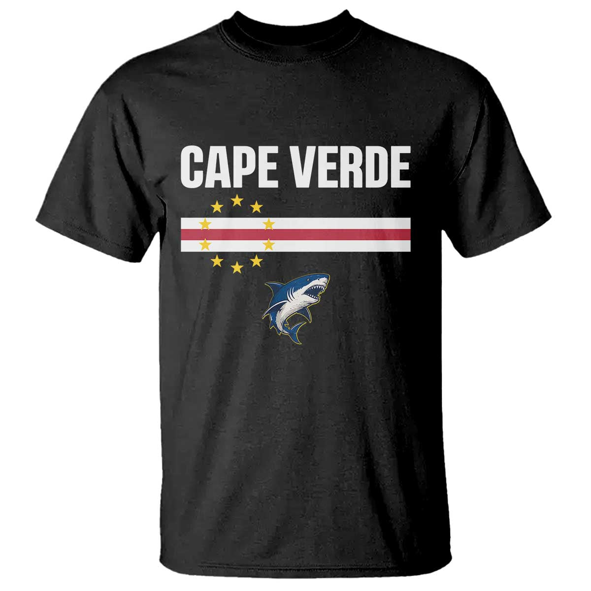 Cape Verde Flag Blue Shark Heritage T Shirt Cabo Verde Verdean Pride Soccer Football Fans