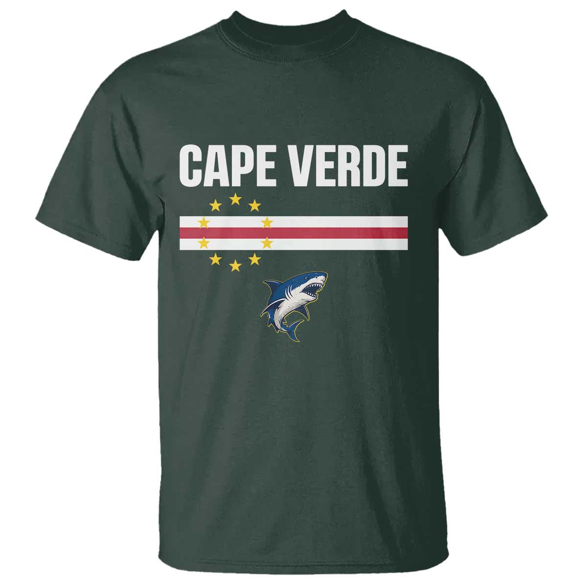 Cape Verde Flag Blue Shark Heritage T Shirt Cabo Verde Verdean Pride Soccer Football Fans