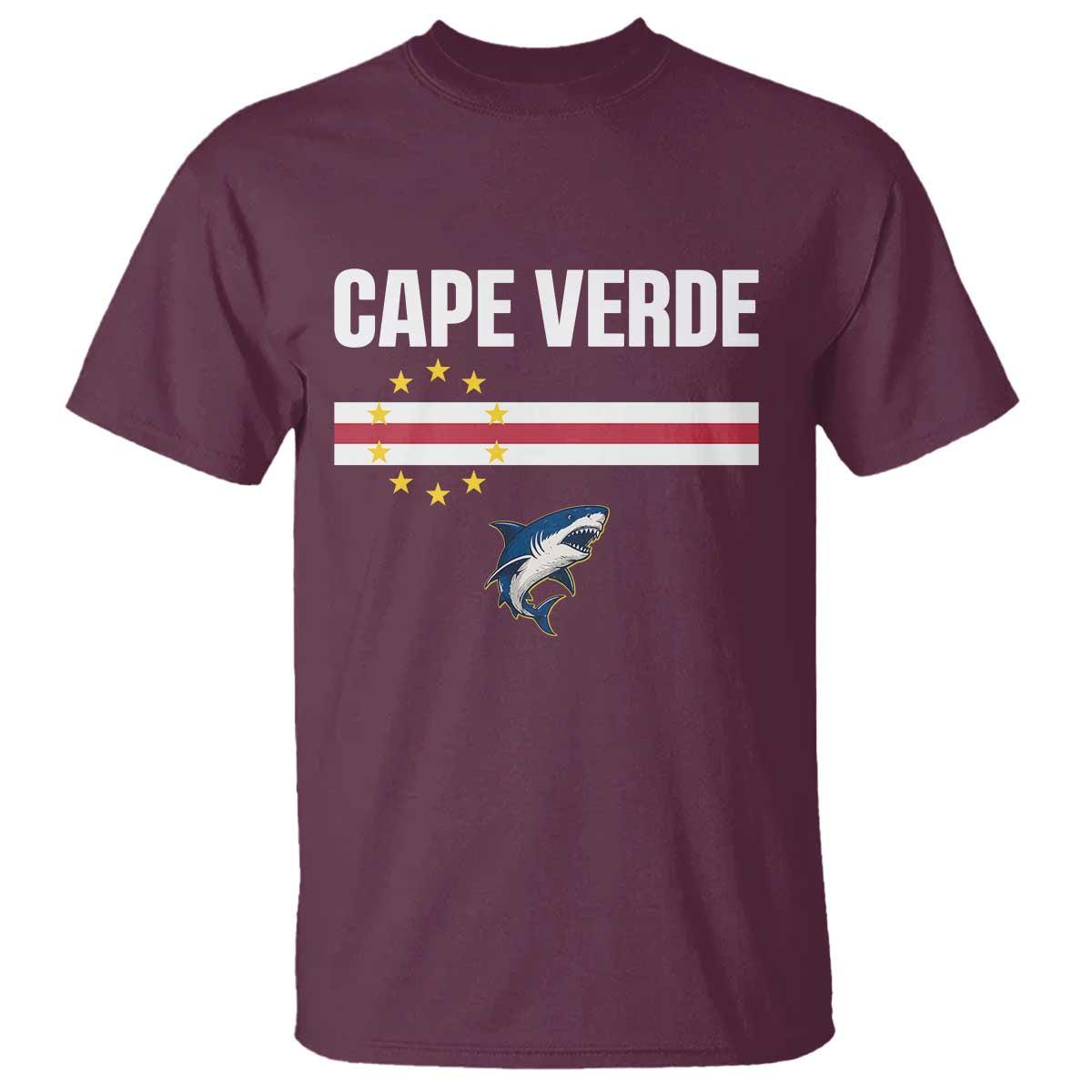 Cape Verde Flag Blue Shark Heritage T Shirt Cabo Verde Verdean Pride Soccer Football Fans