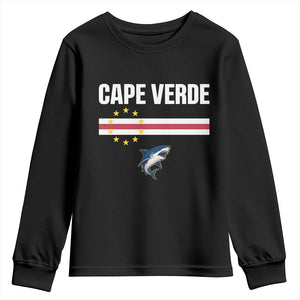 Cape Verde Flag Blue Shark Heritage Youth Sweatshirt Cabo Verde Verdean Pride Soccer Football Fans