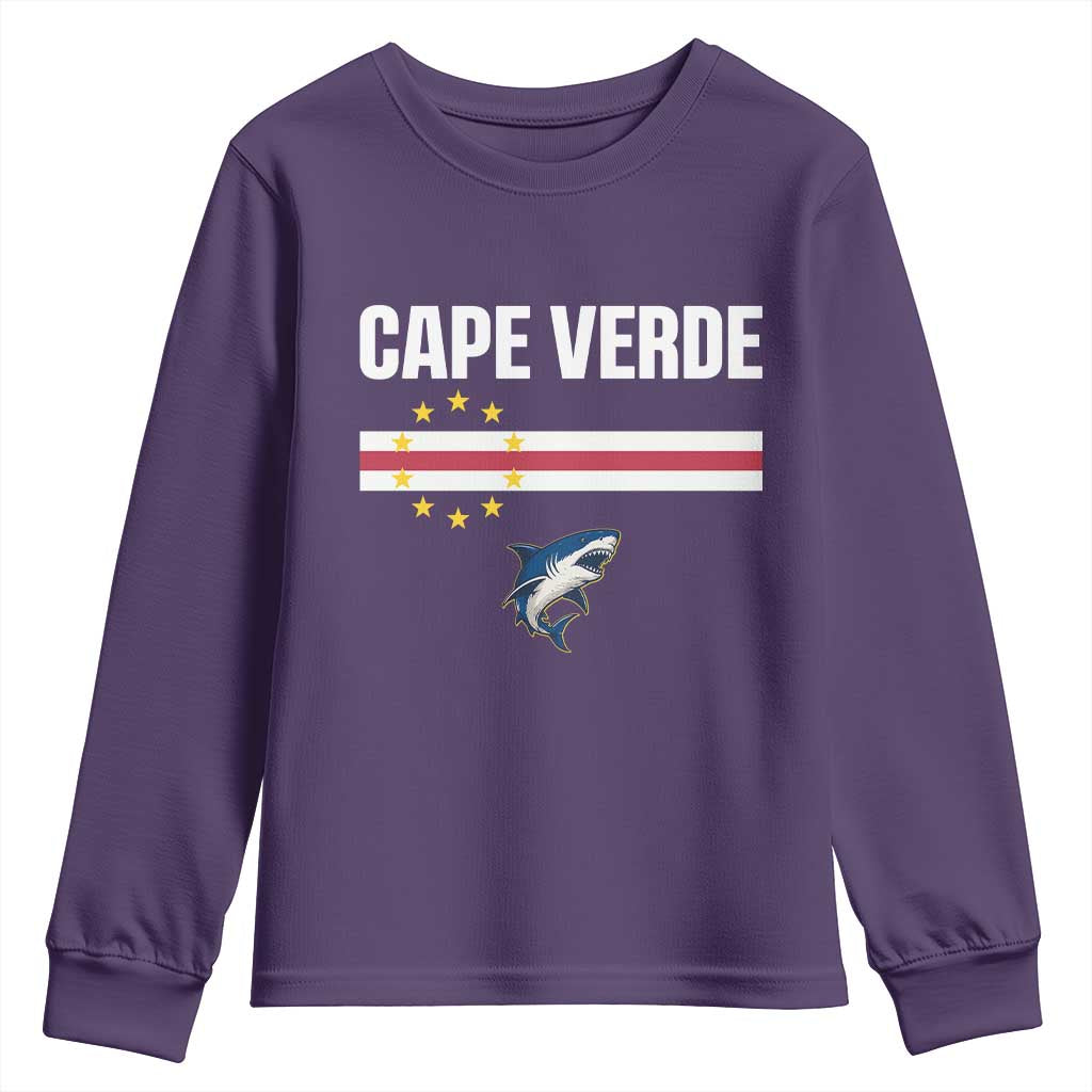 Cape Verde Flag Blue Shark Heritage Youth Sweatshirt Cabo Verde Verdean Pride Soccer Football Fans