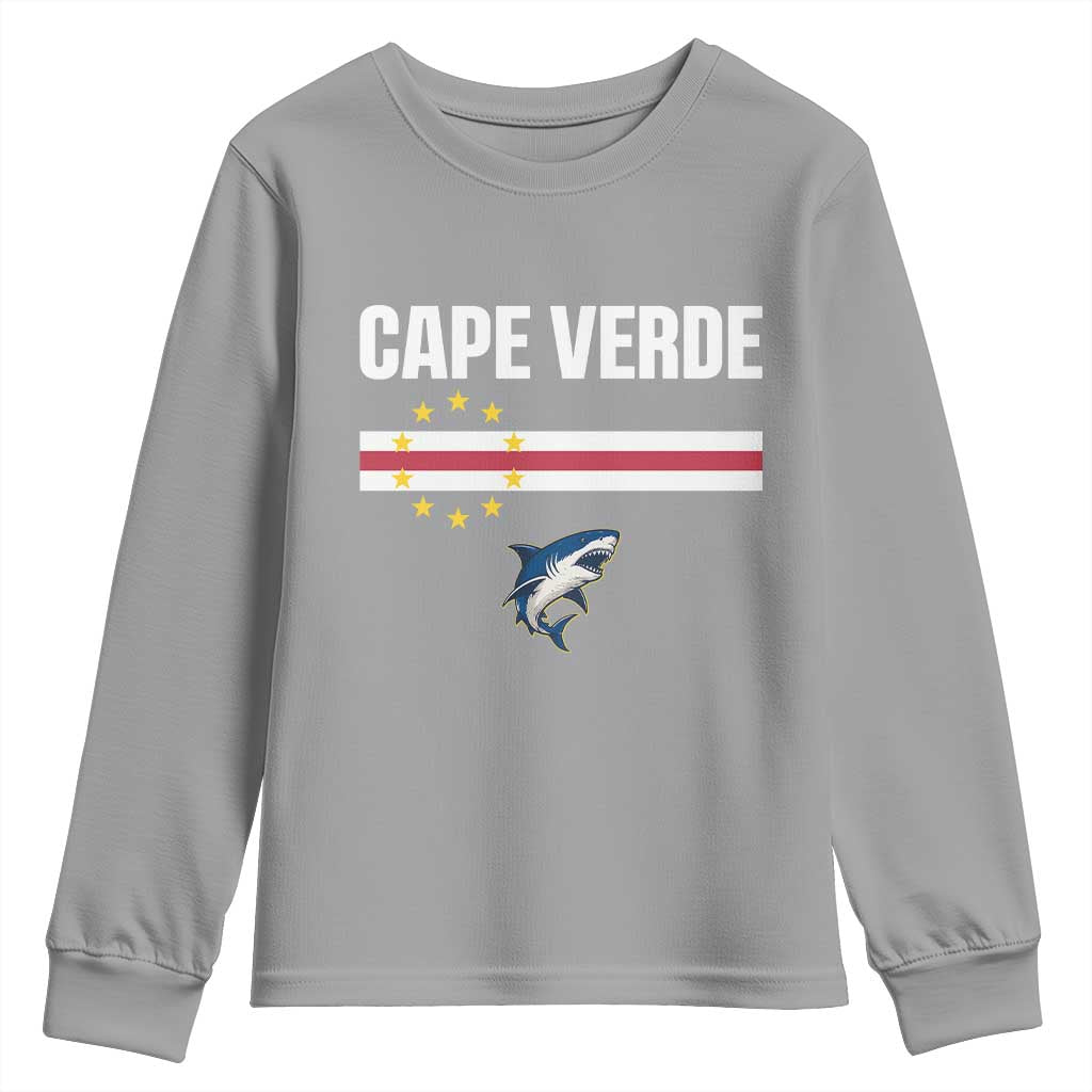 Cape Verde Flag Blue Shark Heritage Youth Sweatshirt Cabo Verde Verdean Pride Soccer Football Fans