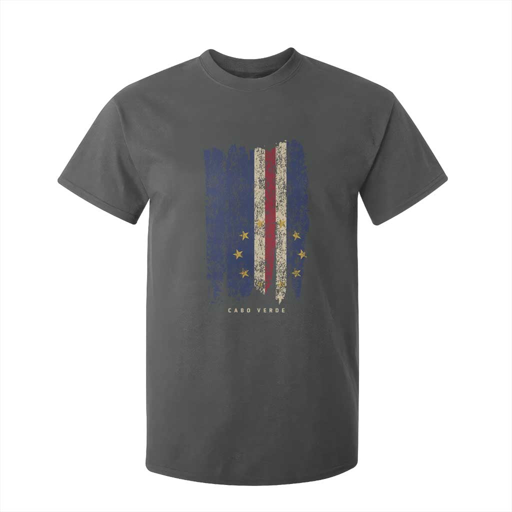 Cape Verde Vertical Brush Stroke Flag Graphic T Shirt For Kid Cabo Verde National Pride Artistic Gift