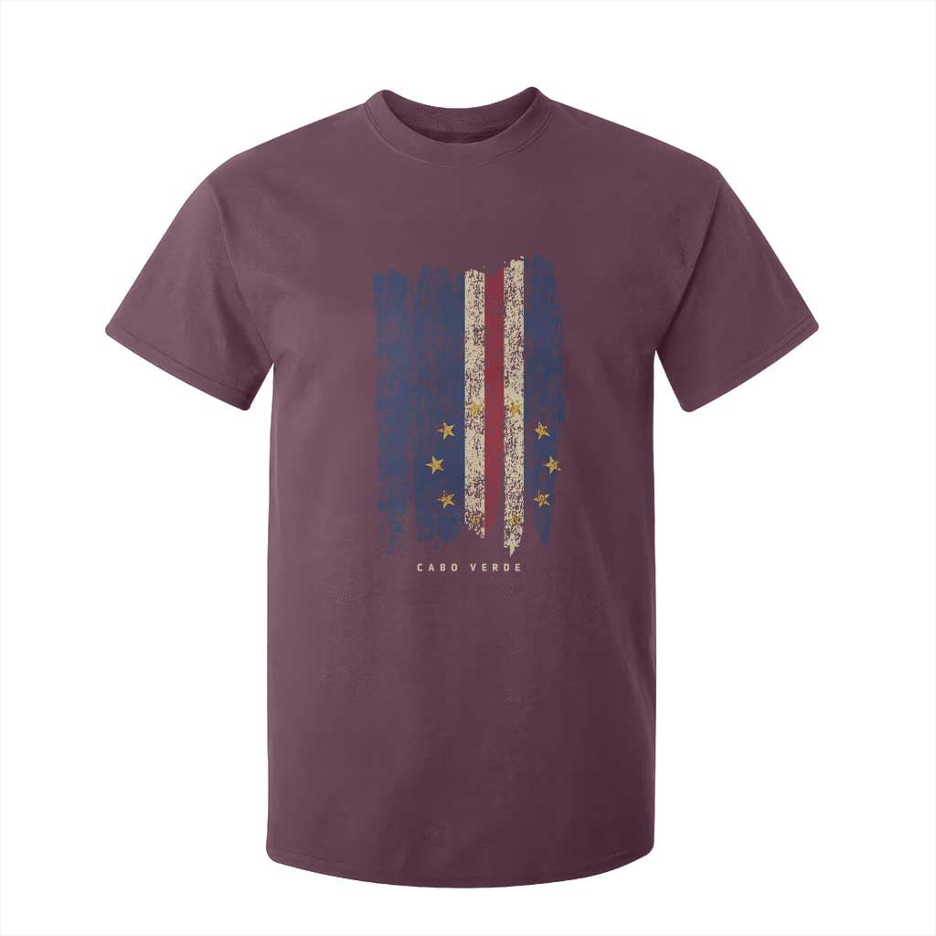 Cape Verde Vertical Brush Stroke Flag Graphic T Shirt For Kid Cabo Verde National Pride Artistic Gift