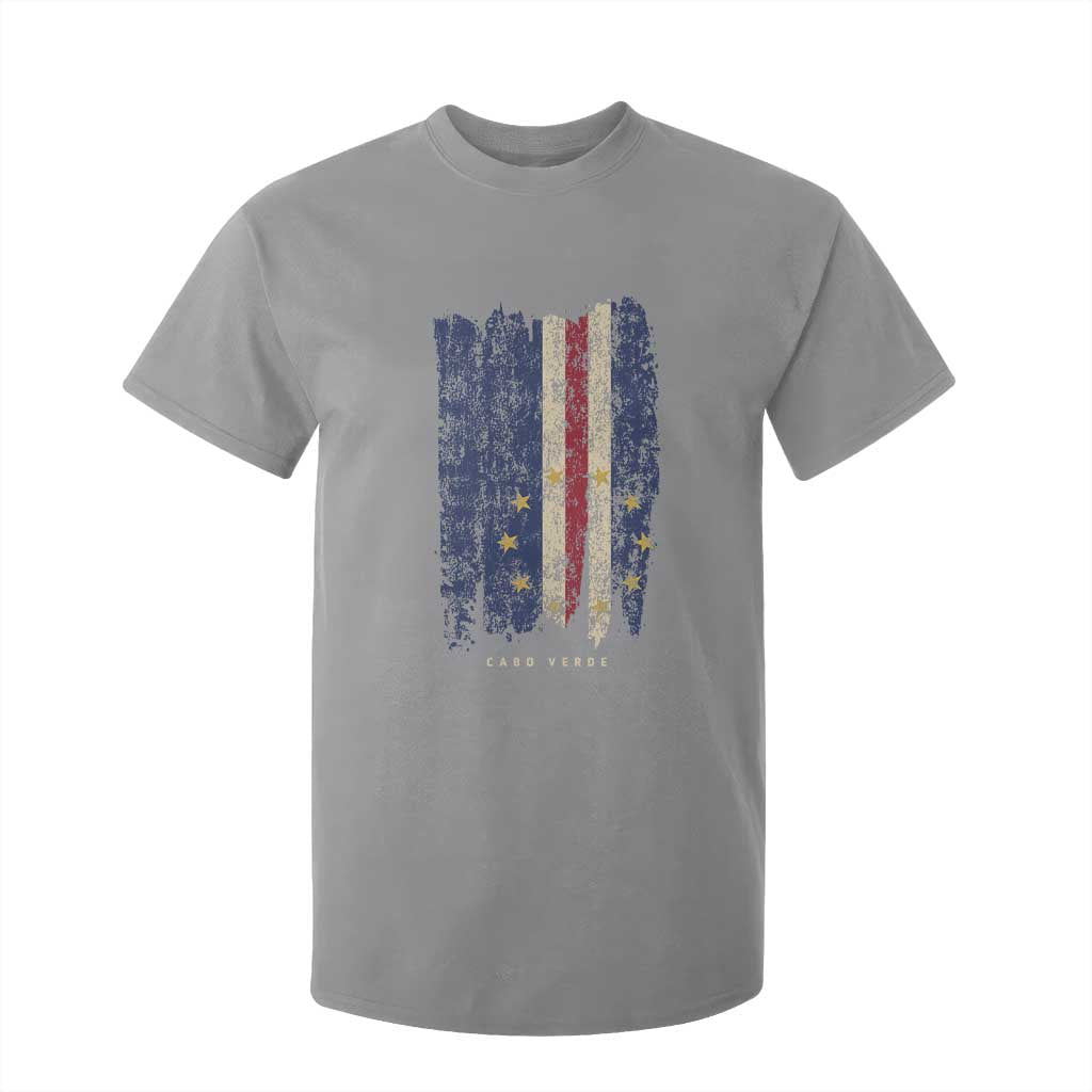 Cape Verde Vertical Brush Stroke Flag Graphic T Shirt For Kid Cabo Verde National Pride Artistic Gift