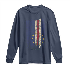 Cape Verde Vertical Brush Stroke Flag Graphic Long Sleeve Shirt Cabo Verde National Pride Artistic Gift