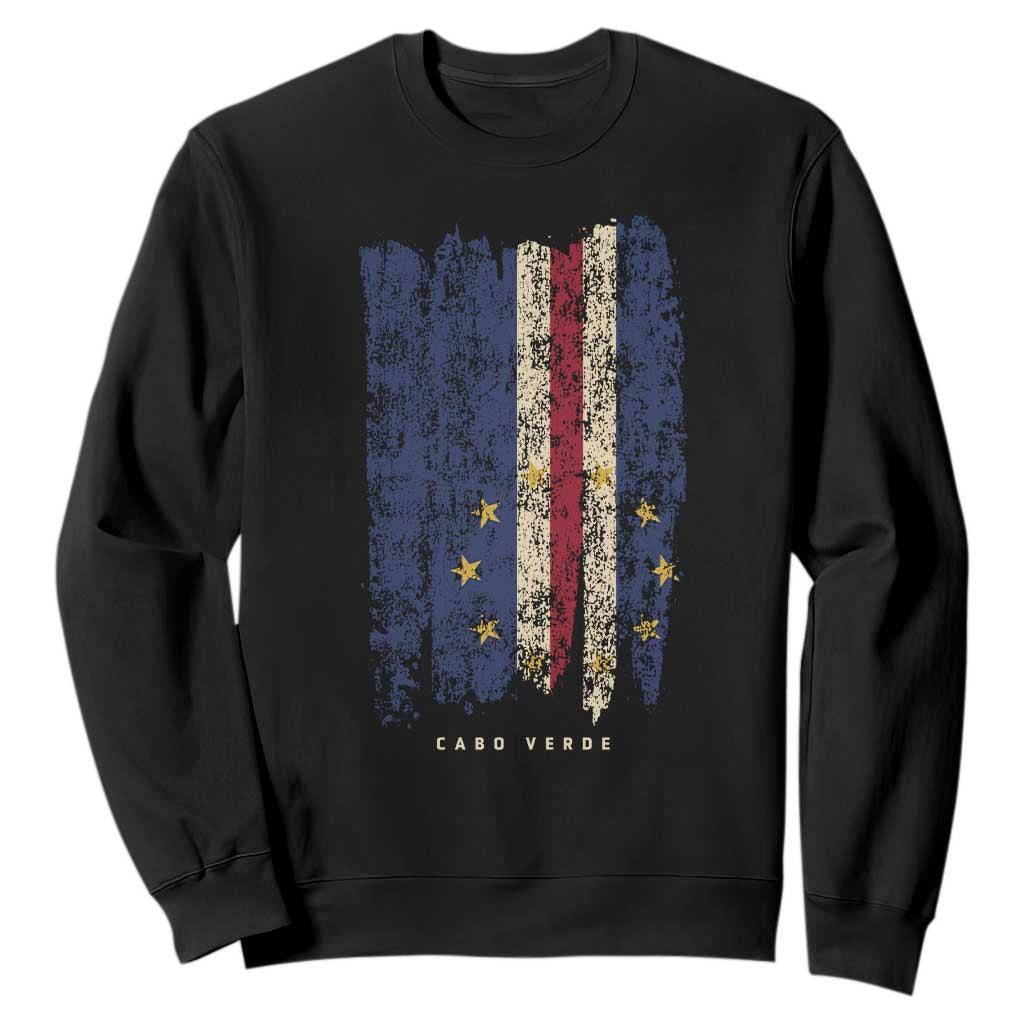 Cape Verde Vertical Brush Stroke Flag Graphic Sweatshirt Cabo Verde National Pride Artistic Gift