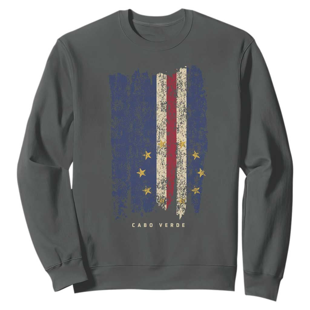 Cape Verde Vertical Brush Stroke Flag Graphic Sweatshirt Cabo Verde National Pride Artistic Gift