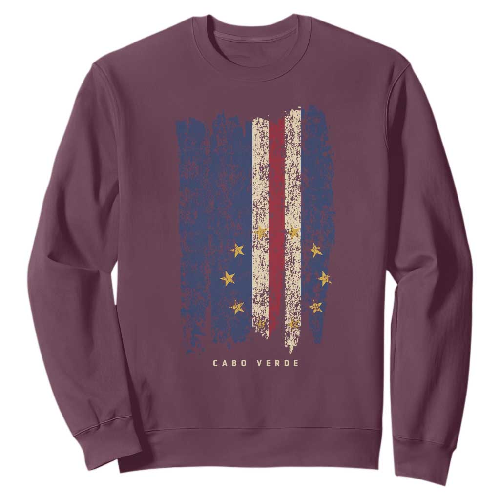 Cape Verde Vertical Brush Stroke Flag Graphic Sweatshirt Cabo Verde National Pride Artistic Gift