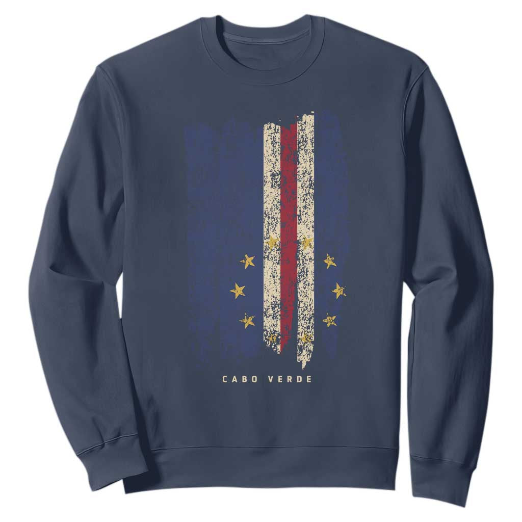 Cape Verde Vertical Brush Stroke Flag Graphic Sweatshirt Cabo Verde National Pride Artistic Gift