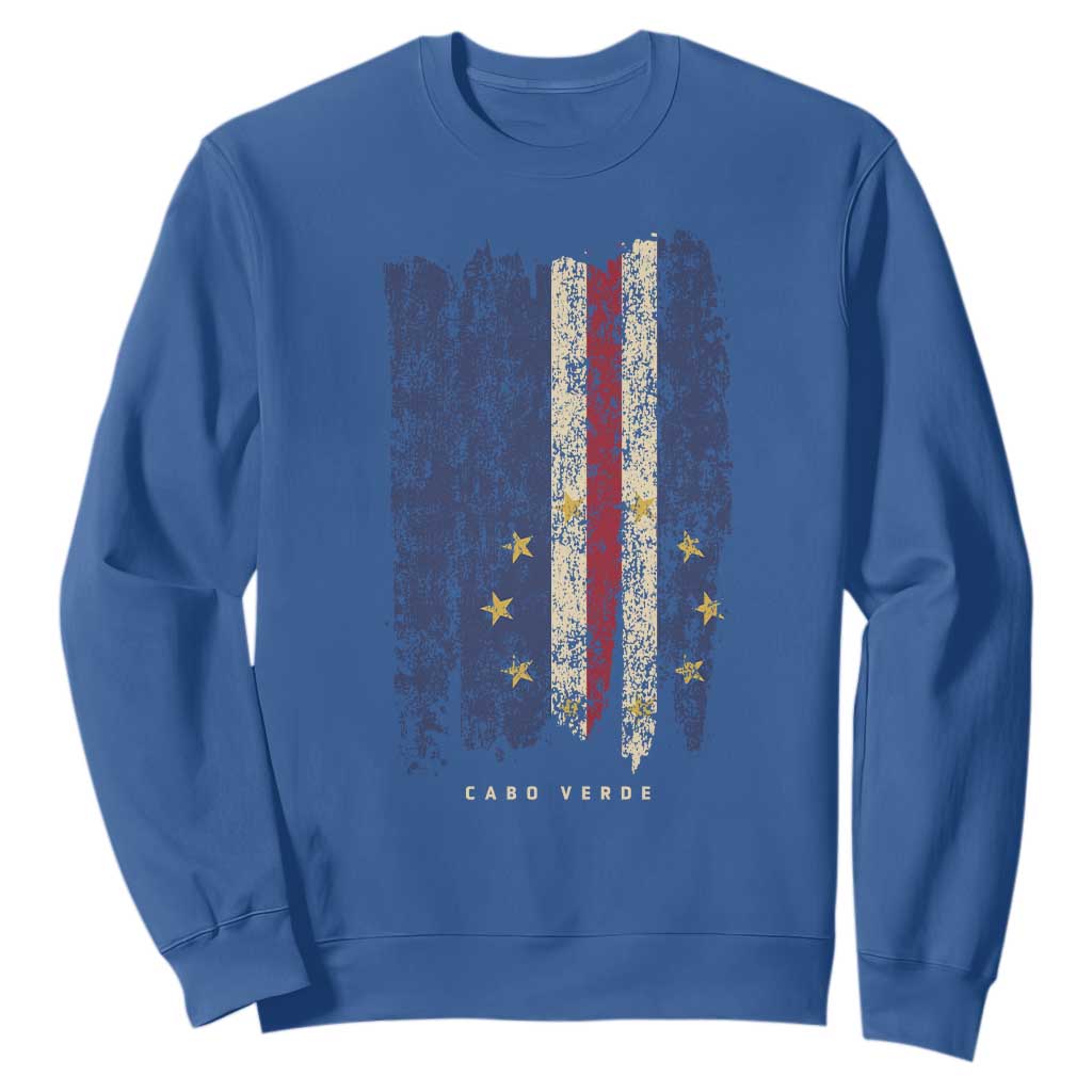 Cape Verde Vertical Brush Stroke Flag Graphic Sweatshirt Cabo Verde National Pride Artistic Gift