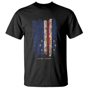 Cape Verde Vertical Brush Stroke Flag Graphic T Shirt Cabo Verde National Pride Artistic Gift