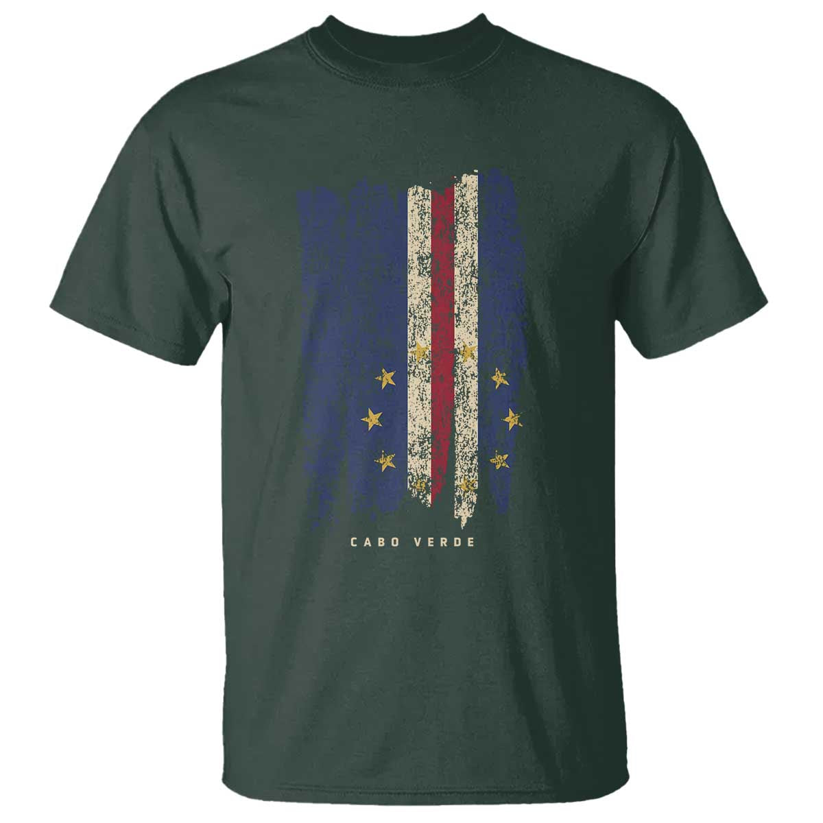 Cape Verde Vertical Brush Stroke Flag Graphic T Shirt Cabo Verde National Pride Artistic Gift