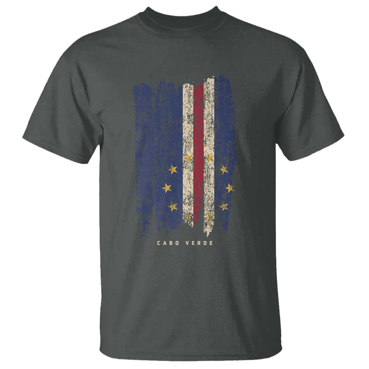 Cape Verde Vertical Brush Stroke Flag Graphic T Shirt Cabo Verde National Pride Artistic Gift