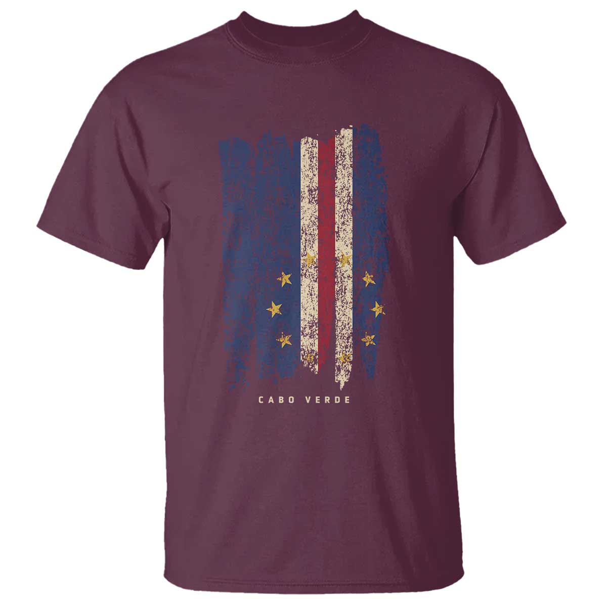 Cape Verde Vertical Brush Stroke Flag Graphic T Shirt Cabo Verde National Pride Artistic Gift