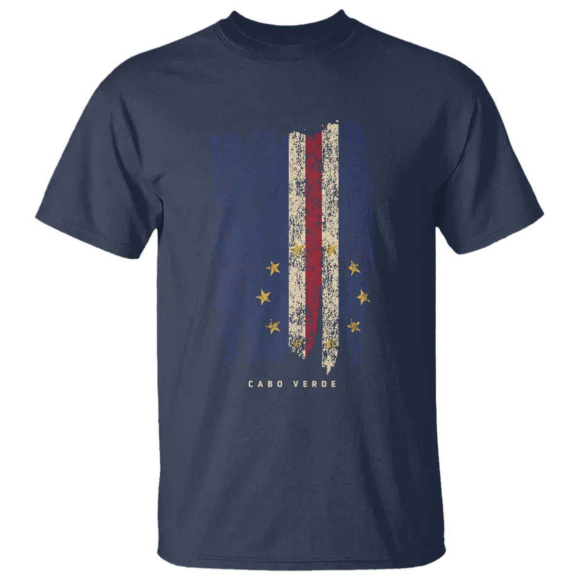Cape Verde Vertical Brush Stroke Flag Graphic T Shirt Cabo Verde National Pride Artistic Gift