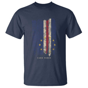 Cape Verde Vertical Brush Stroke Flag Graphic T Shirt Cabo Verde National Pride Artistic Gift
